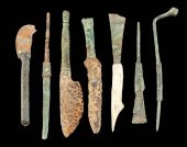 7 ROMAN BRONZE, BRASS, BONE, &