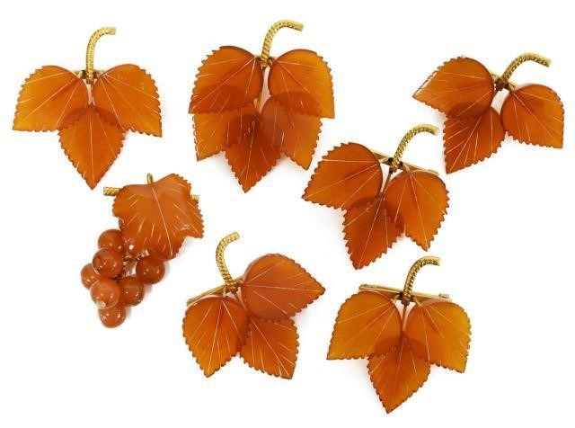 (7) RUSSIAN BALTIC AMBER & GILT