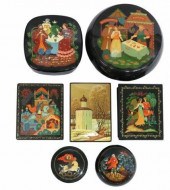 (7) RUSSIAN LACQUERED BOXES, R