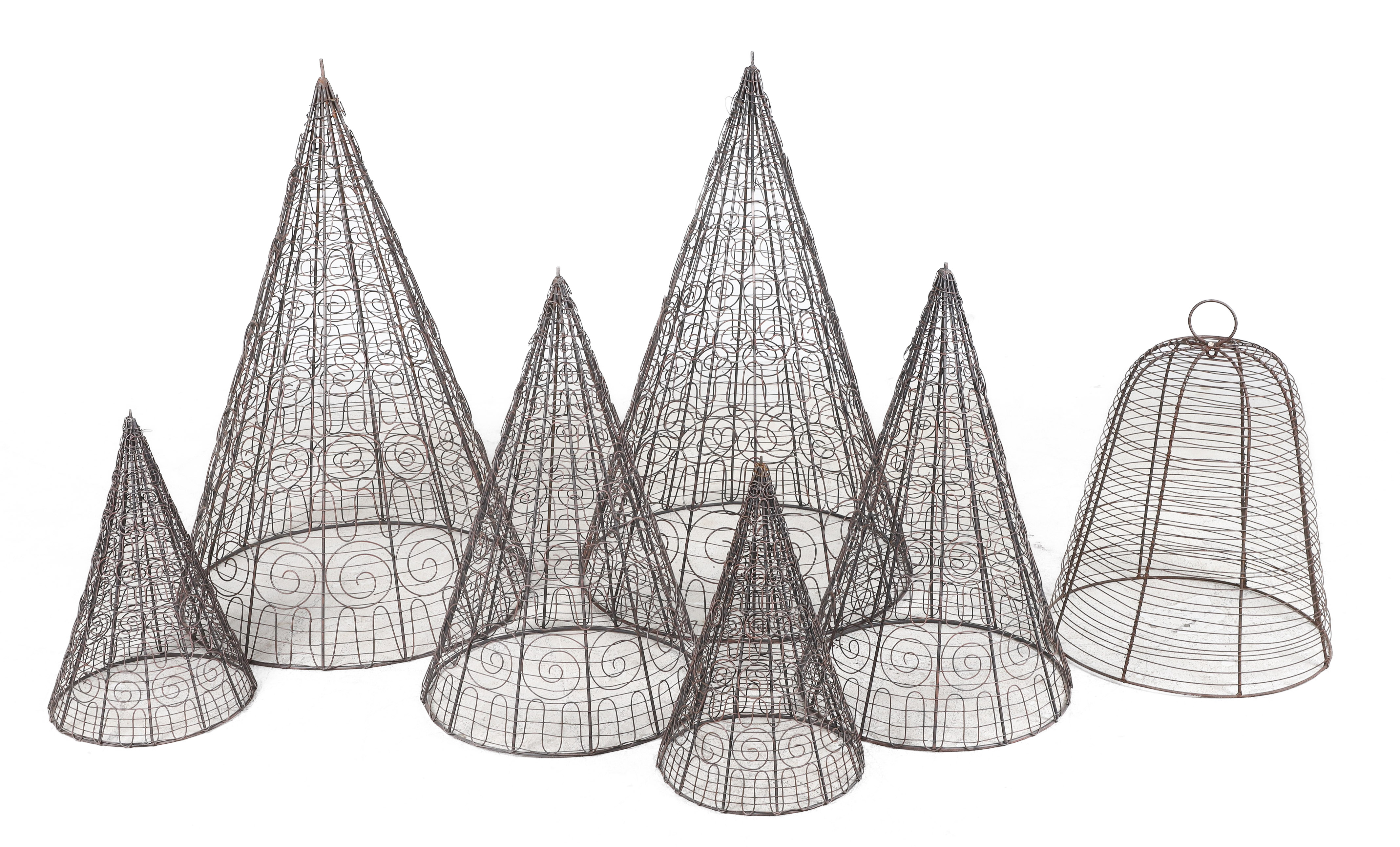 (7) Scrolled metal topiary molds, 6