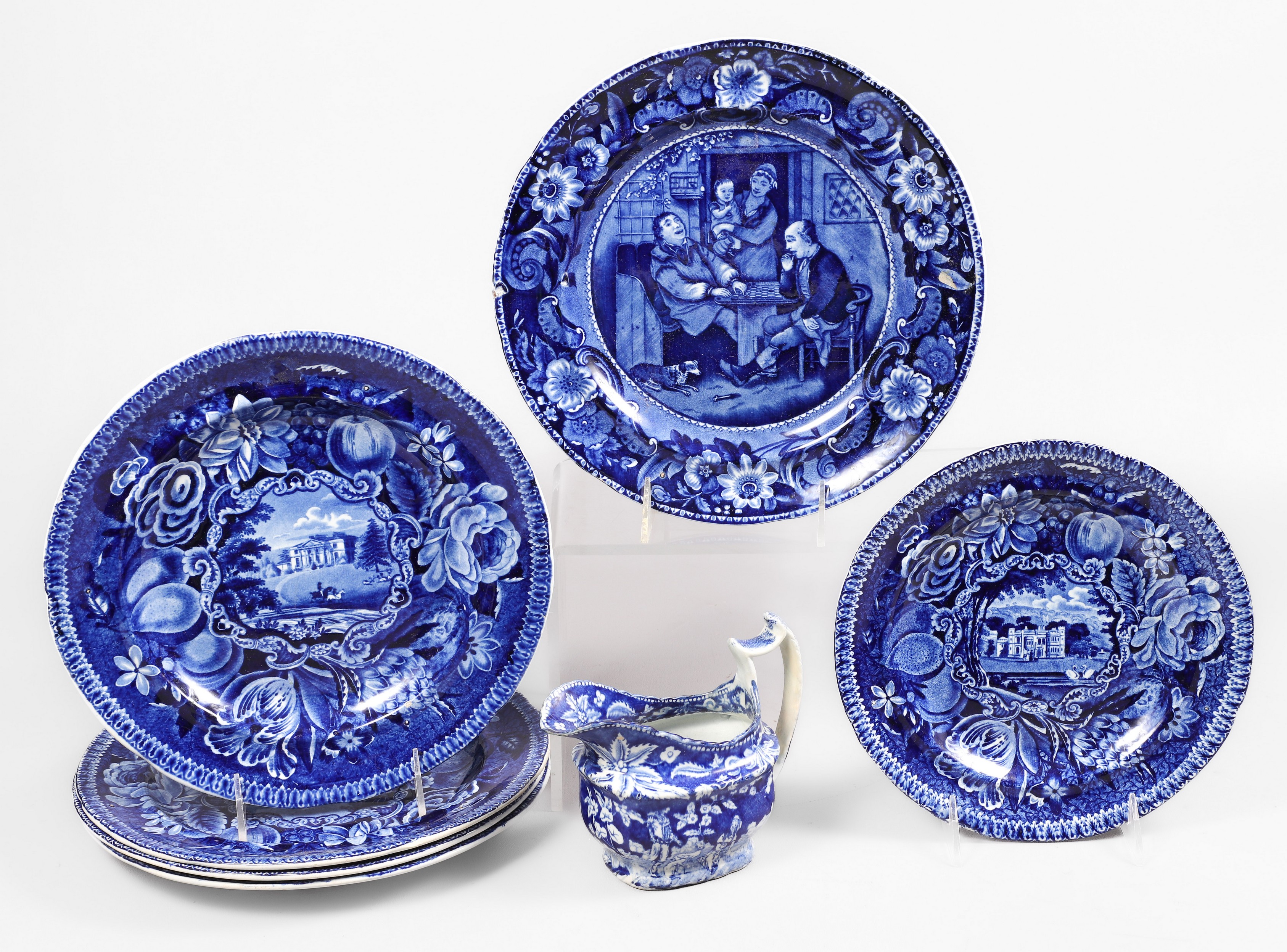 (7) Staffordshire blue transfer