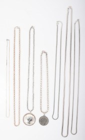 (7) Sterling coin necklaces an
