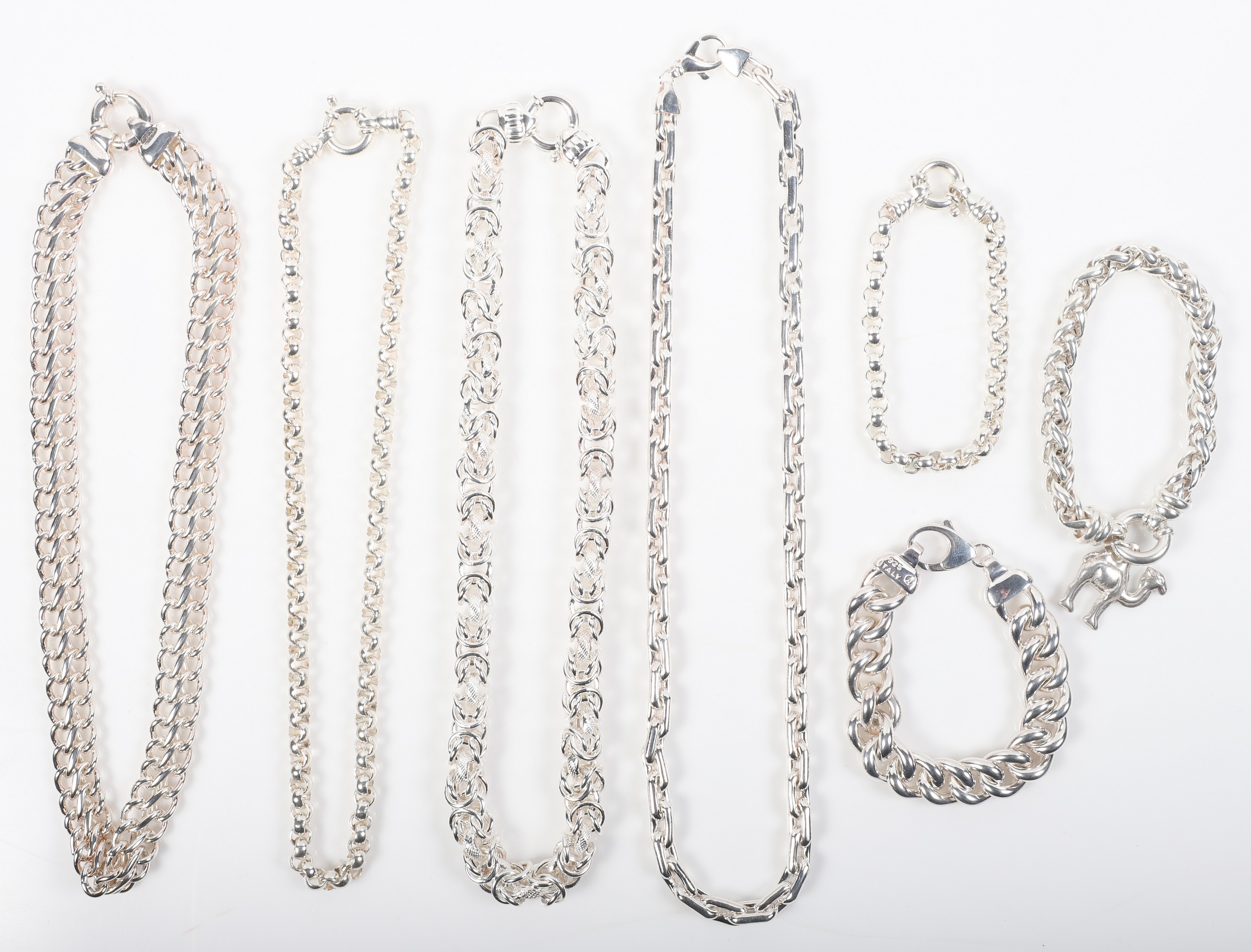 (7) Sterling necklaces and