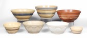 (7) Stoneware mixing bowls, 5-