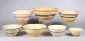 (7) Stoneware mixing bowls to