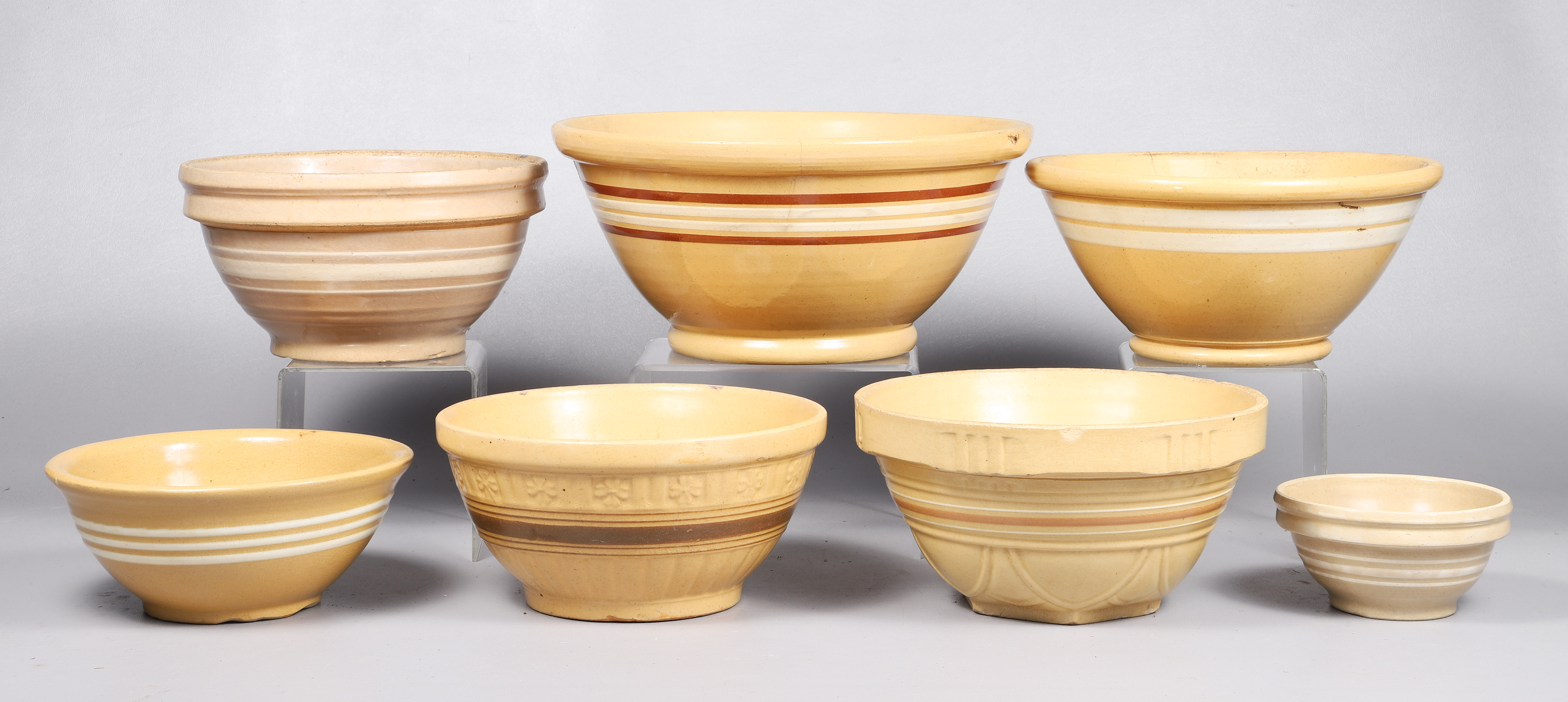 (7) Stoneware mixing bowls to