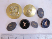 7 TACK BUTTONS, BUCKLES, 6 WIT