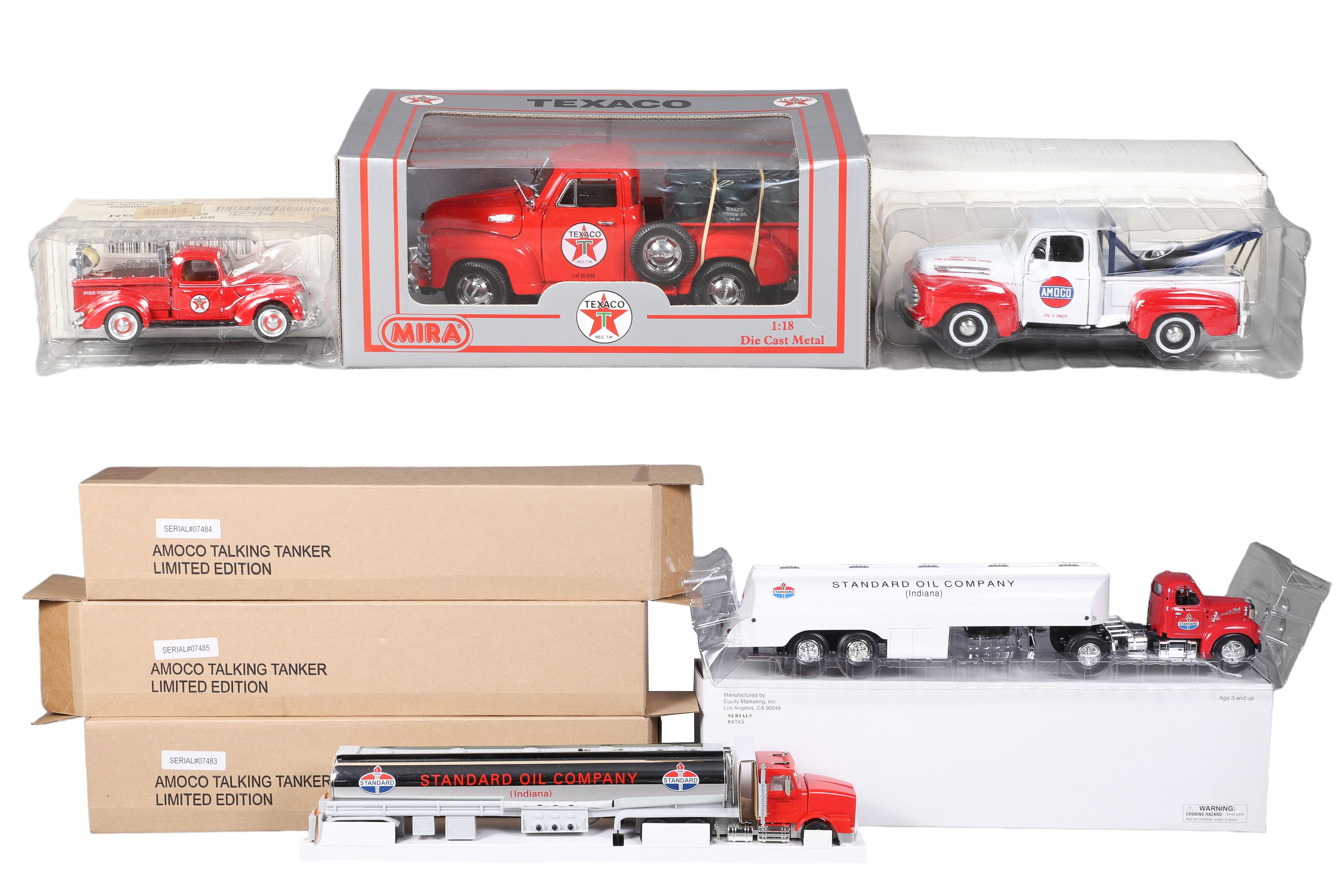 (7) Texaco & Amoco toy trucks, in