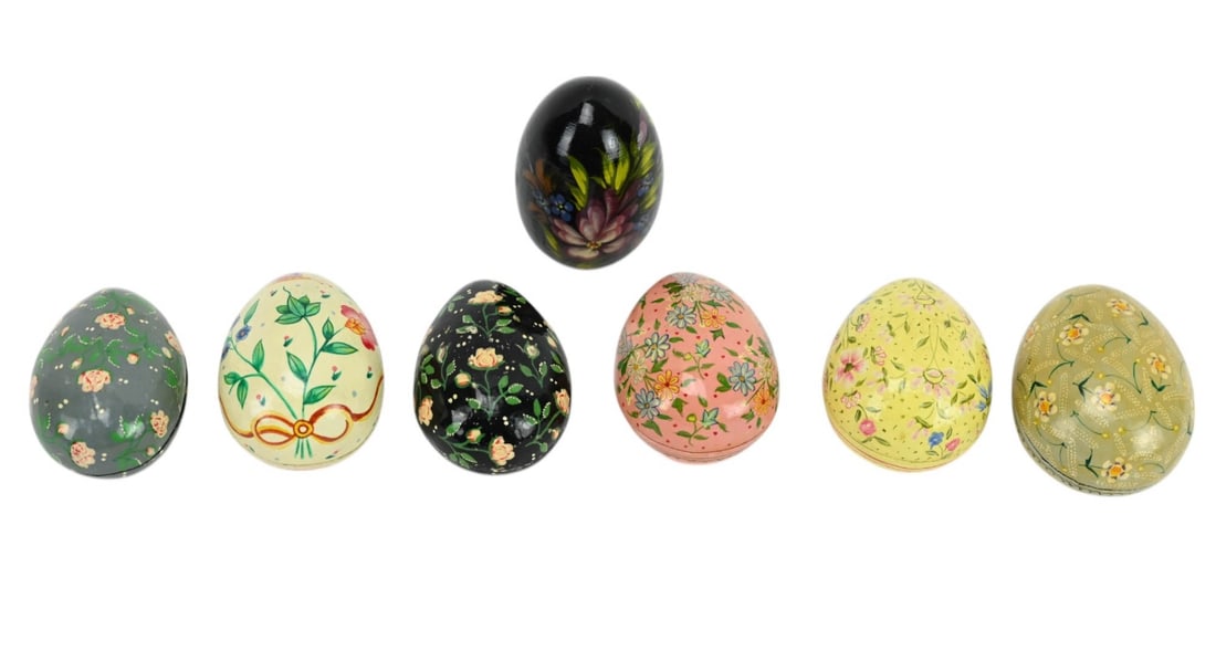 7 VINTAGE PAPER MACHE & LACQUER
