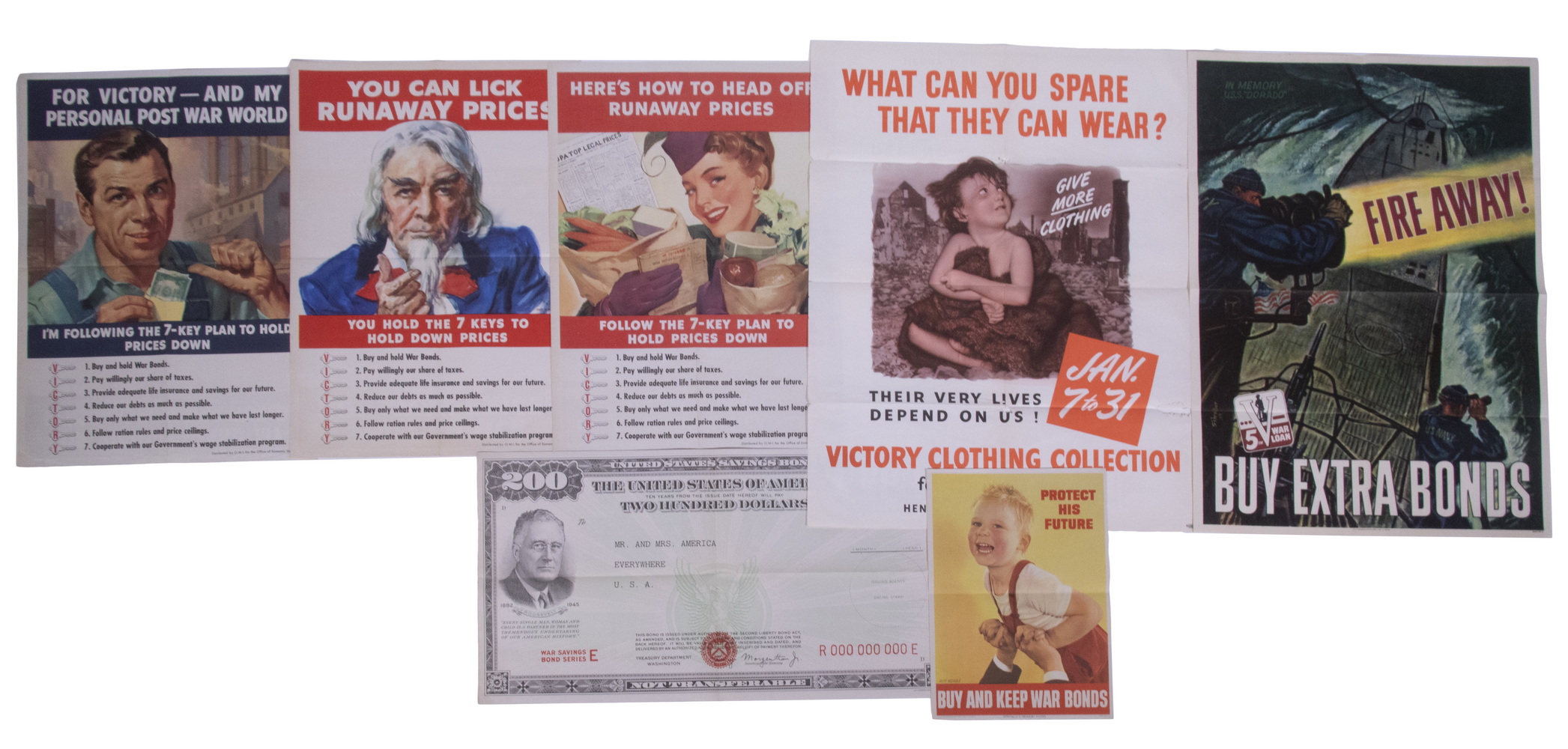 (7) WWII WAR BOND POSTERS, UNFRAMED