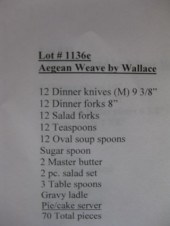 70 pcs. Wallace Aegean Weave S