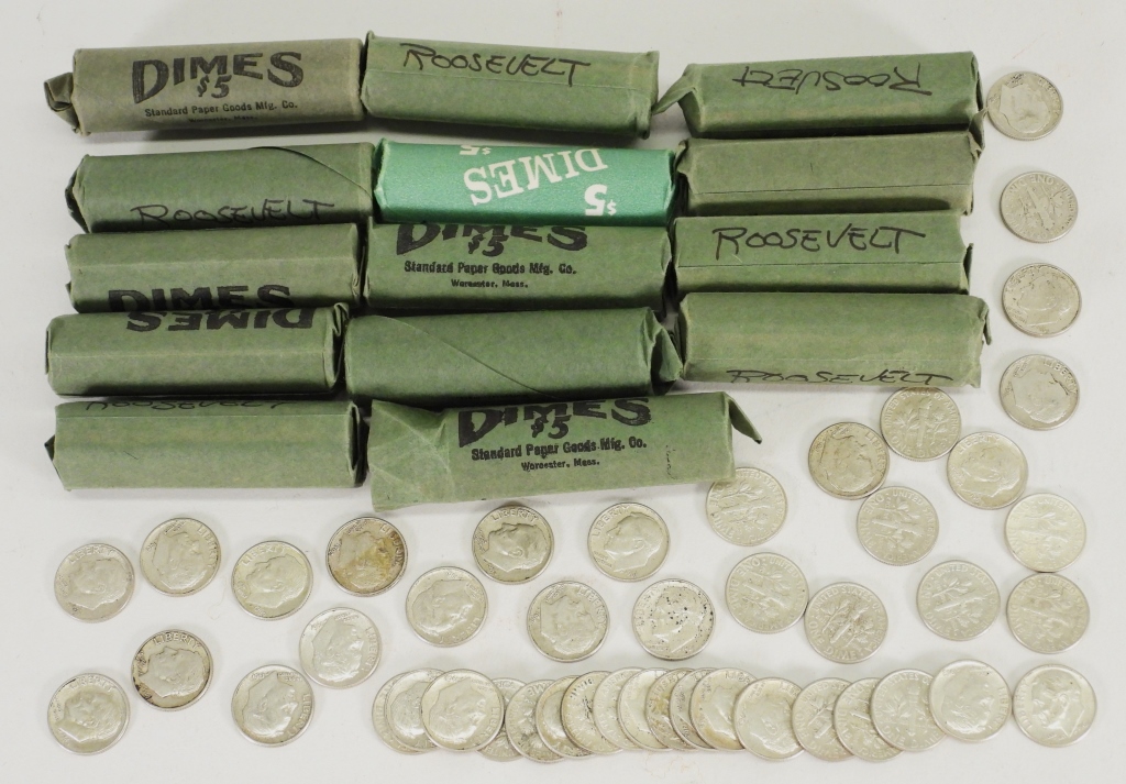 $70 ROOSEVELT ROLLED SILVER DIME