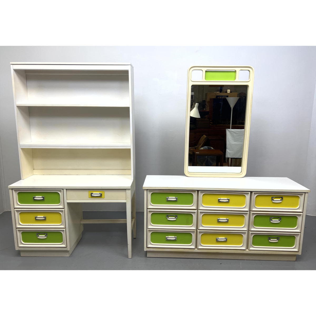70s Mod White Lacquered Dresser and