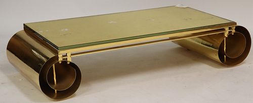 70'S POLISHED BRASS SCROLL FOOT LOW