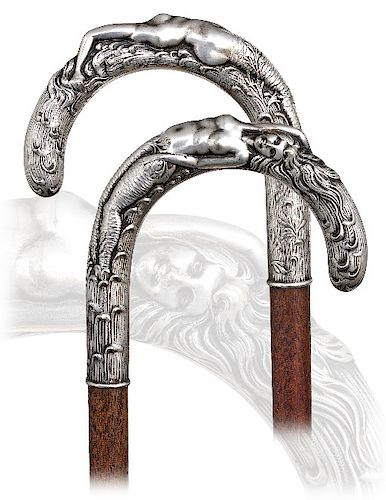 71. ART NOUVEAU MERMAID CANE -CA.