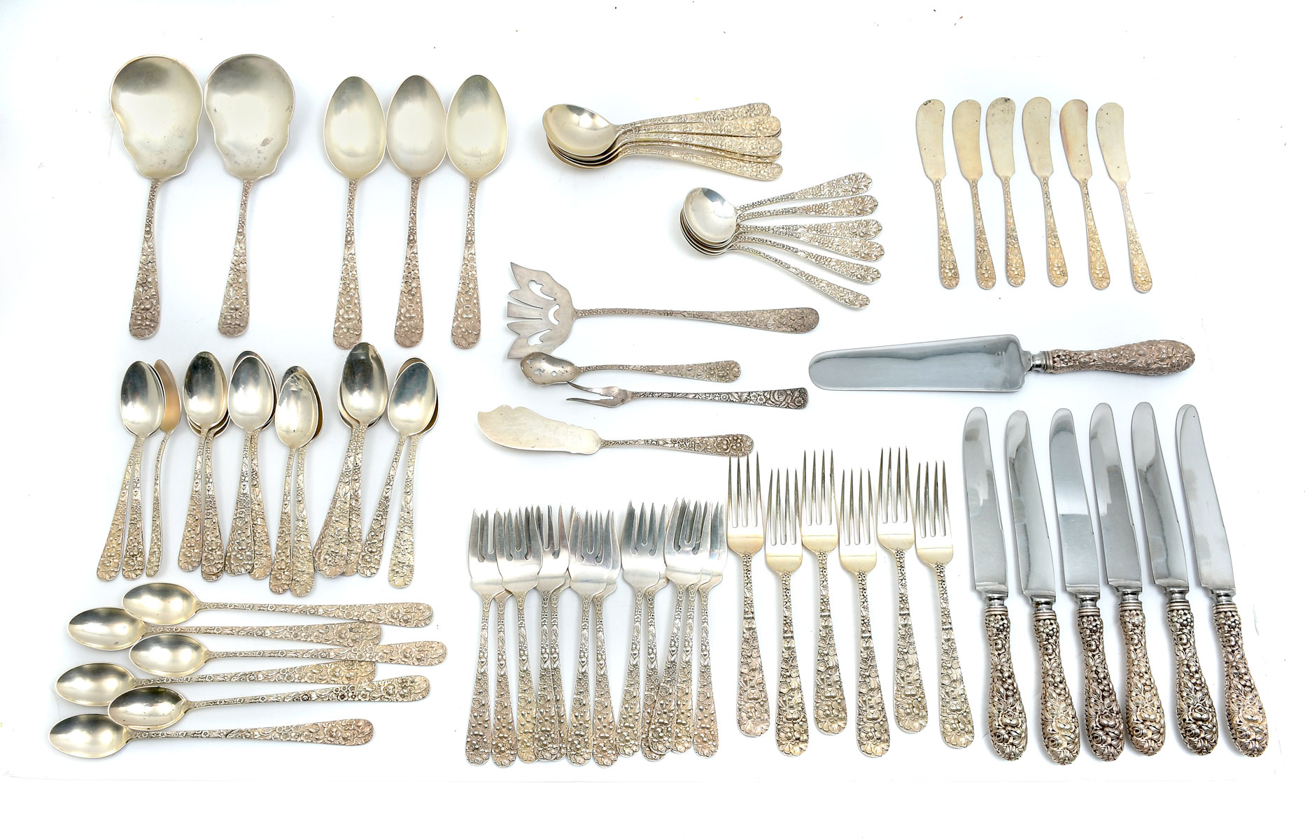 75 PC. STIEFF REPOUSSE STERLING