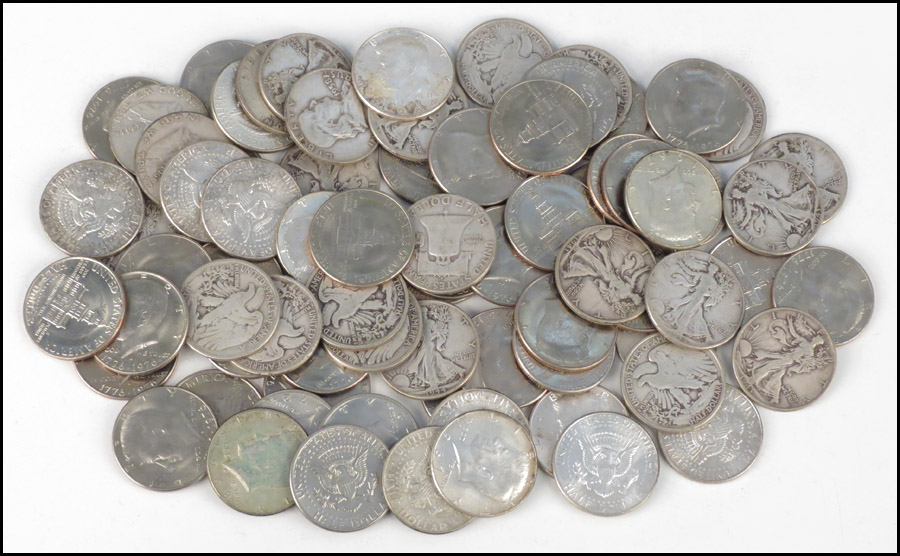 77 HALF DOLLARS. Various dates