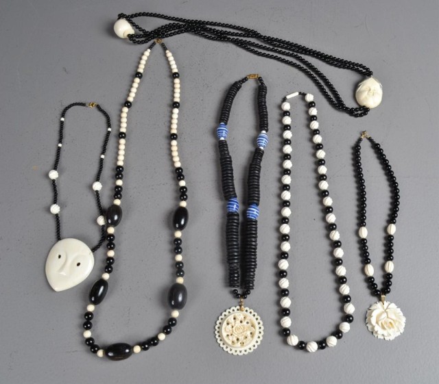 (7)Chinese Carved Ivory & Onyx