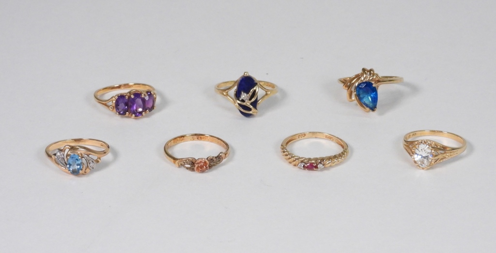 7PC 10K GOLD & GEMSTONE ESTATE