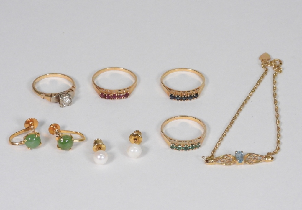 7PC 14K GOLD & GEMSTONE ESTATE