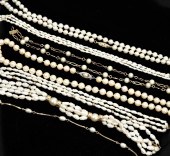 7PC 14K GOLD PEARL NECKLACES &