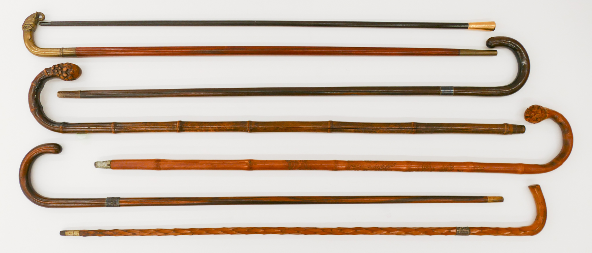 7pc Antique Wood Canes and