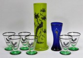 7PC ENAMELED BIRD BOHEMIAN ART