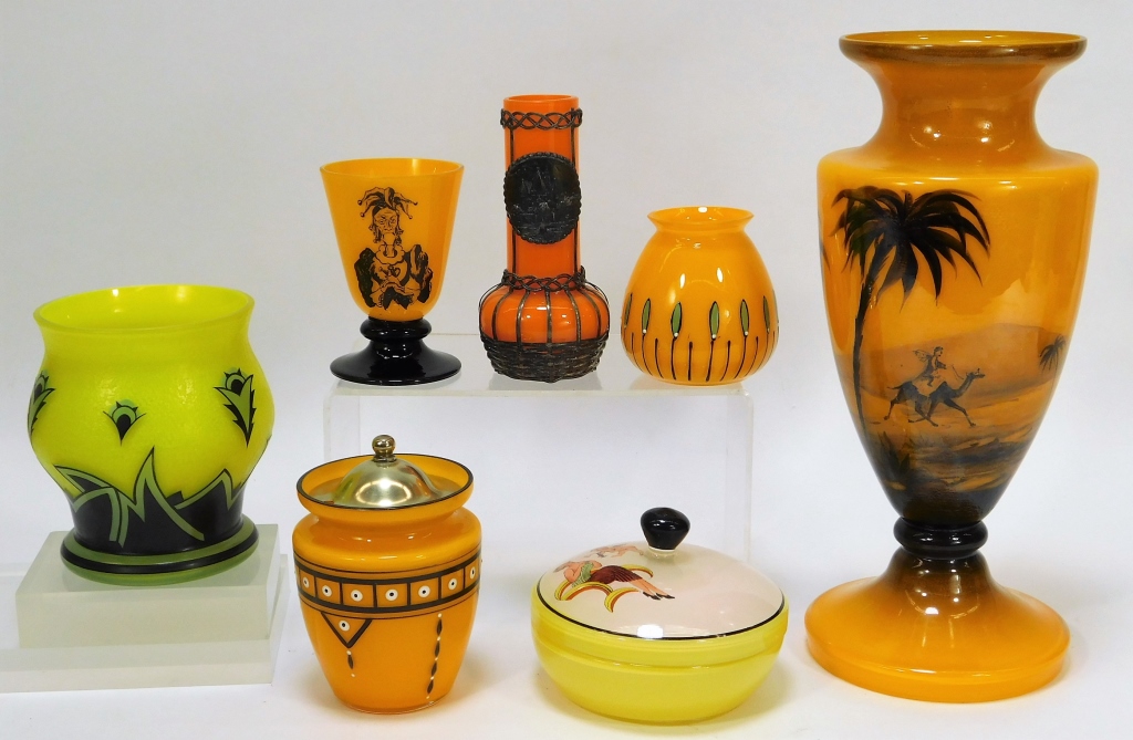 7PC ENAMELED BOHEMIAN CZECH ART