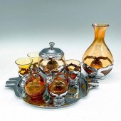 7PC FARBER BROS AMBER CONDIMEN
