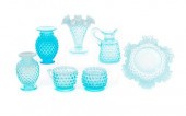 7PC. FENTON BLUE OPALESCENT HO