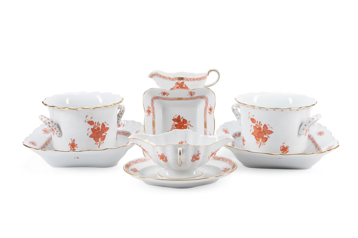 7PC HEREND RUST CHINESE BOUQUET