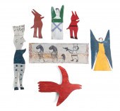 7PC, RA MILLER PAINTED METAL A