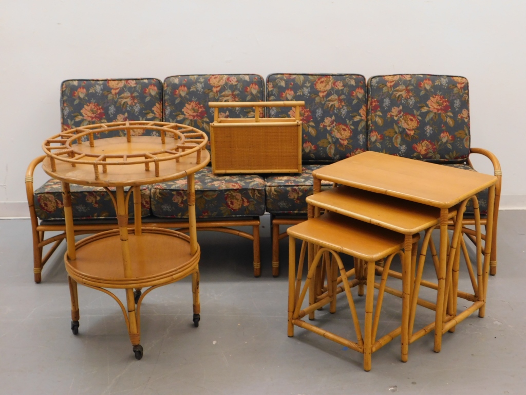 7PC RATTAN BAMBOO LIVING ROOM SET