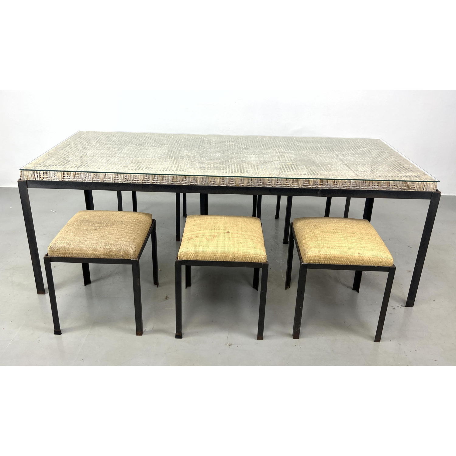 7pc Rattan, Iron Dining Set.