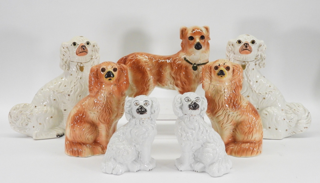 7PC STAFFORDSHIRE PORCELAIN DOG