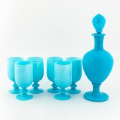 7PC VALLERYSTHAL BLUE OPALINE