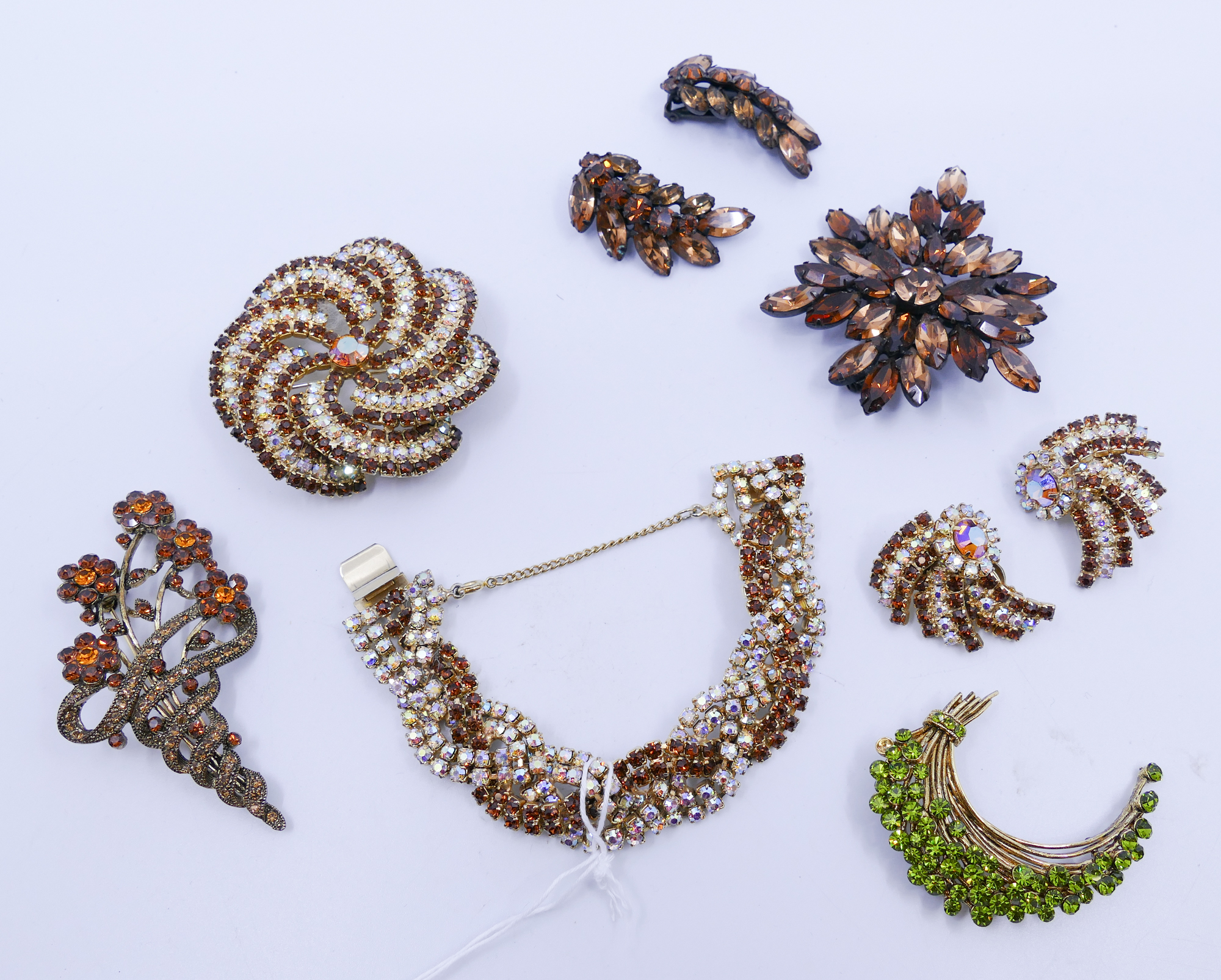 7pc Vintage Brown & Green