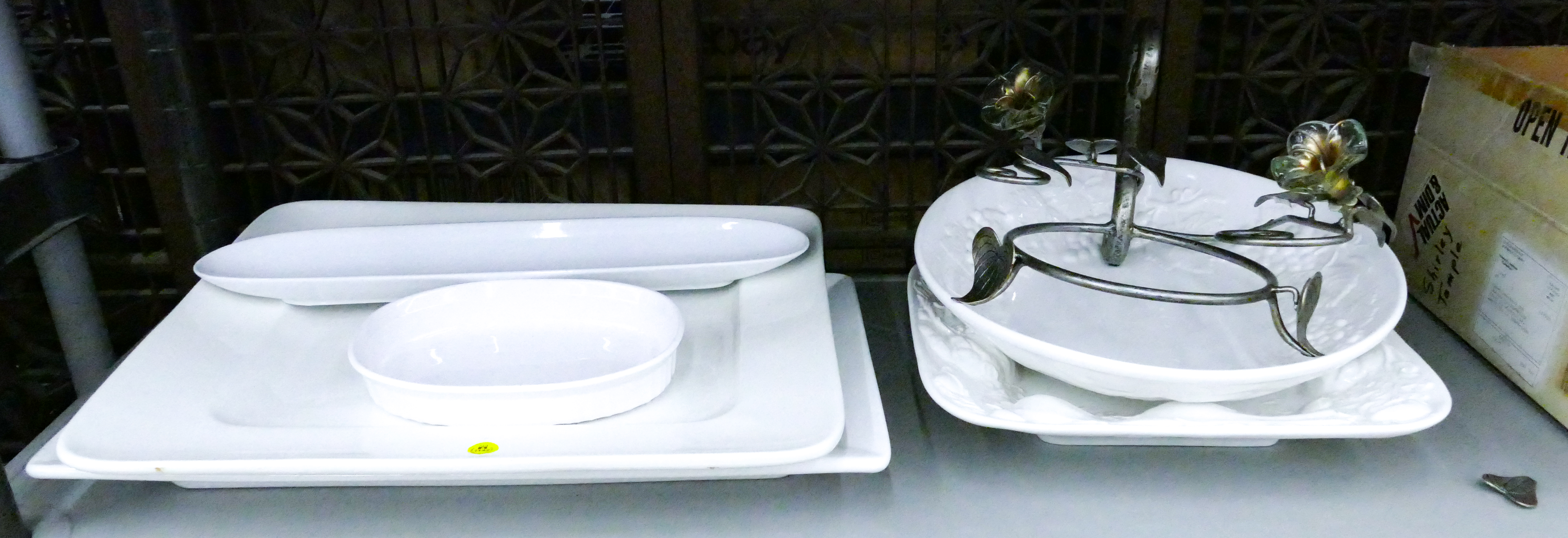 7pc White Ceramic Platters and