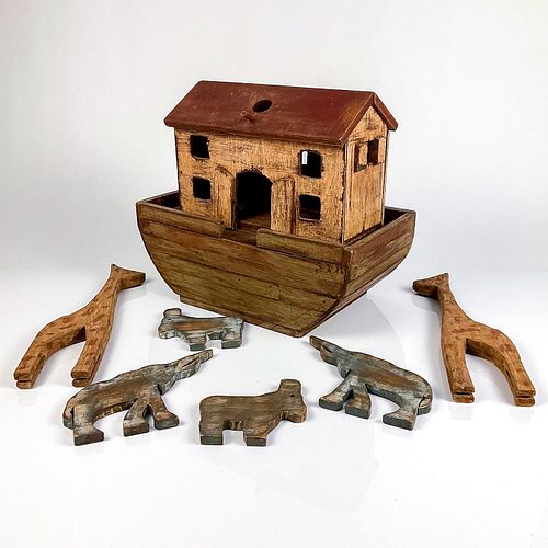 7PC WOOD CARVED STATUETTE, NOAH'S