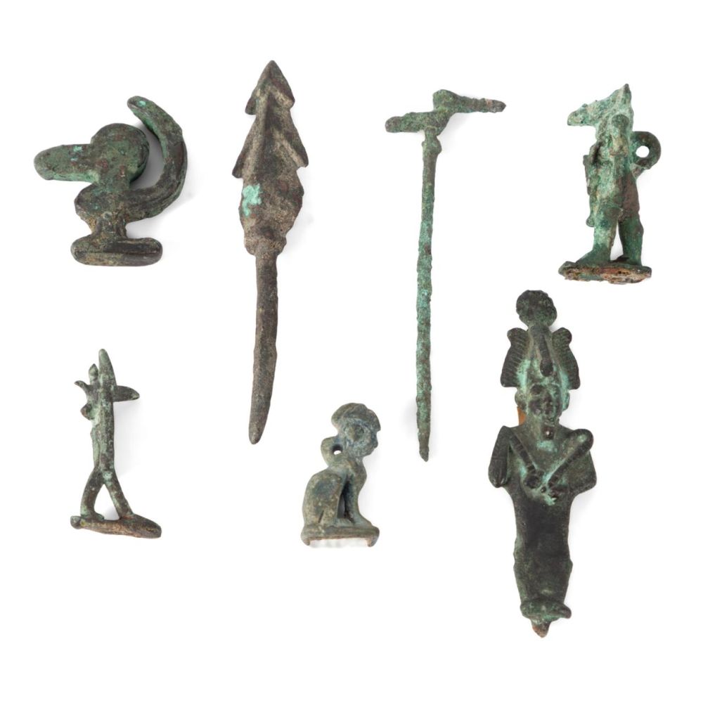 7PCS ANCIENT BRONZE MINIATURES,