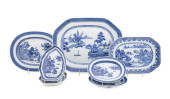 7PCS CHINESE BLUE CANTON PLATT