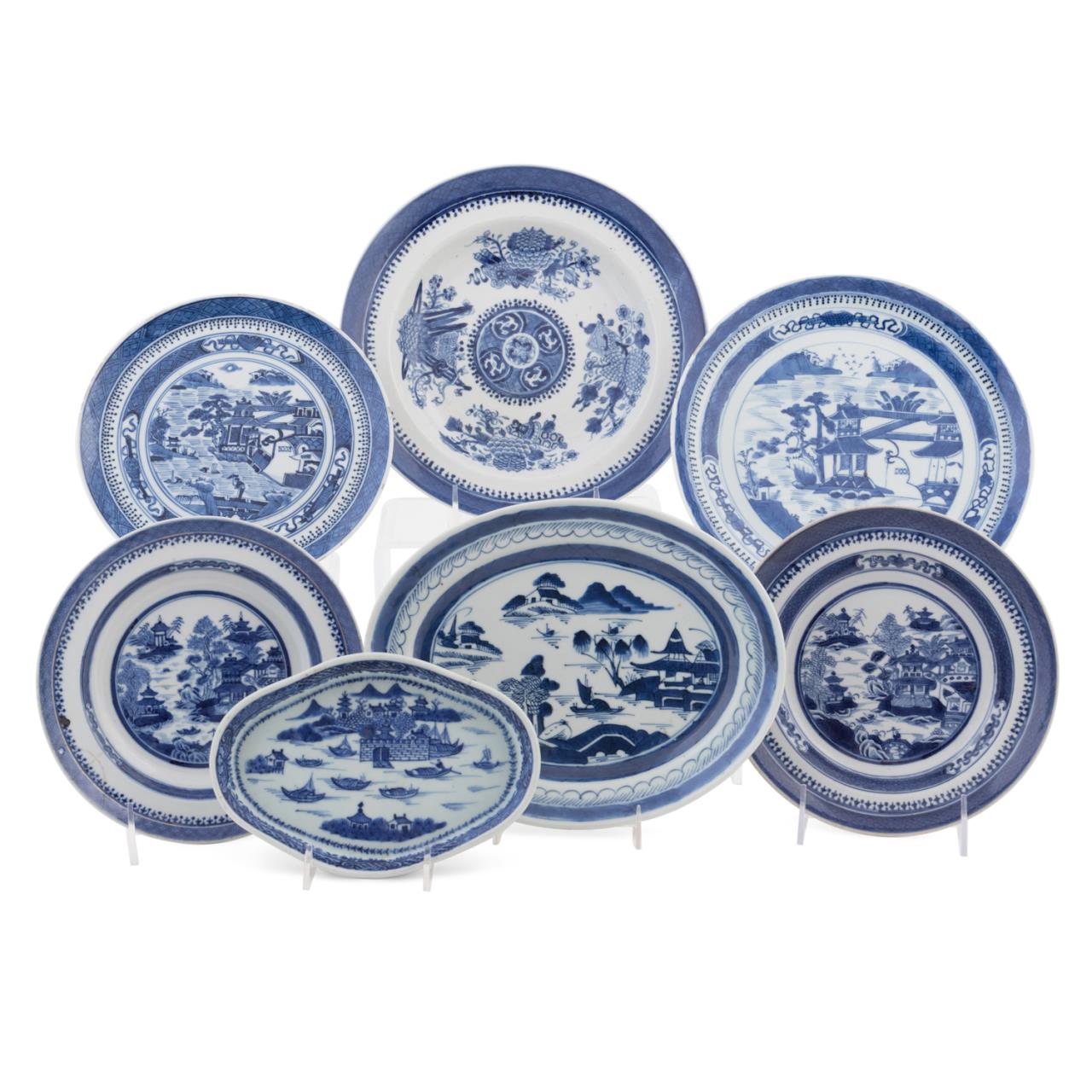 7PCS CHINESE BLUE & WHITE CANTON
