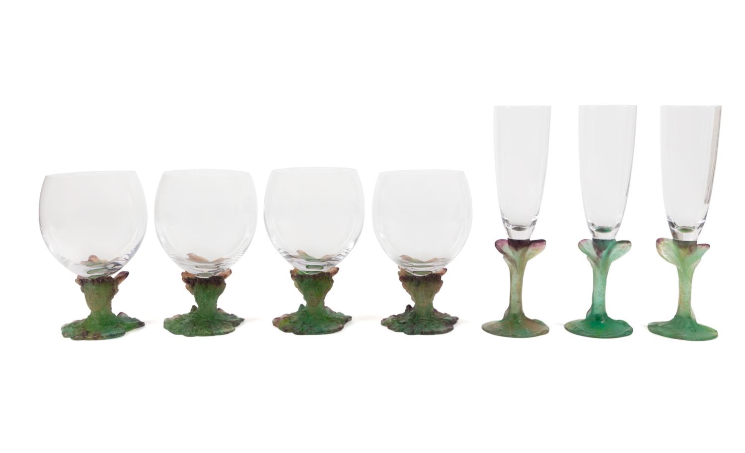 7PCS DAUM PATE DE VERRE & COLORLESS