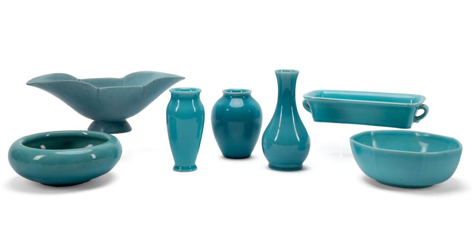 7PCS ROOKWOOD POTTERY TURQUOISE