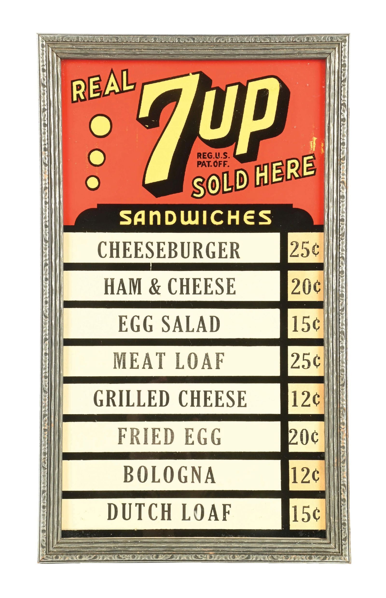 7UP SOLD HERE MENU BOARD SIGNThis