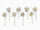 8 14K PEARL & DIAMOND STICKPIN