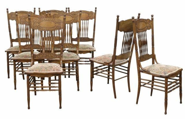 (8) AMERICAN OAK PRESSBACK DINING