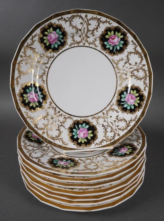 8 ANTIQUE LIMOGES DINNER PLATESGilt