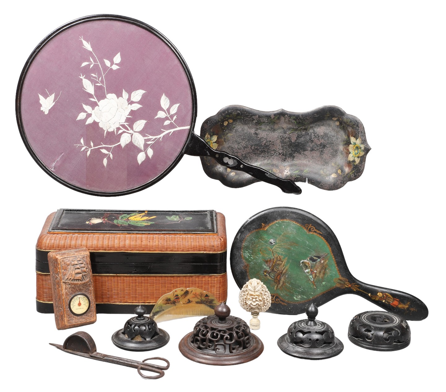 (8) Asian items, c/o embroidered