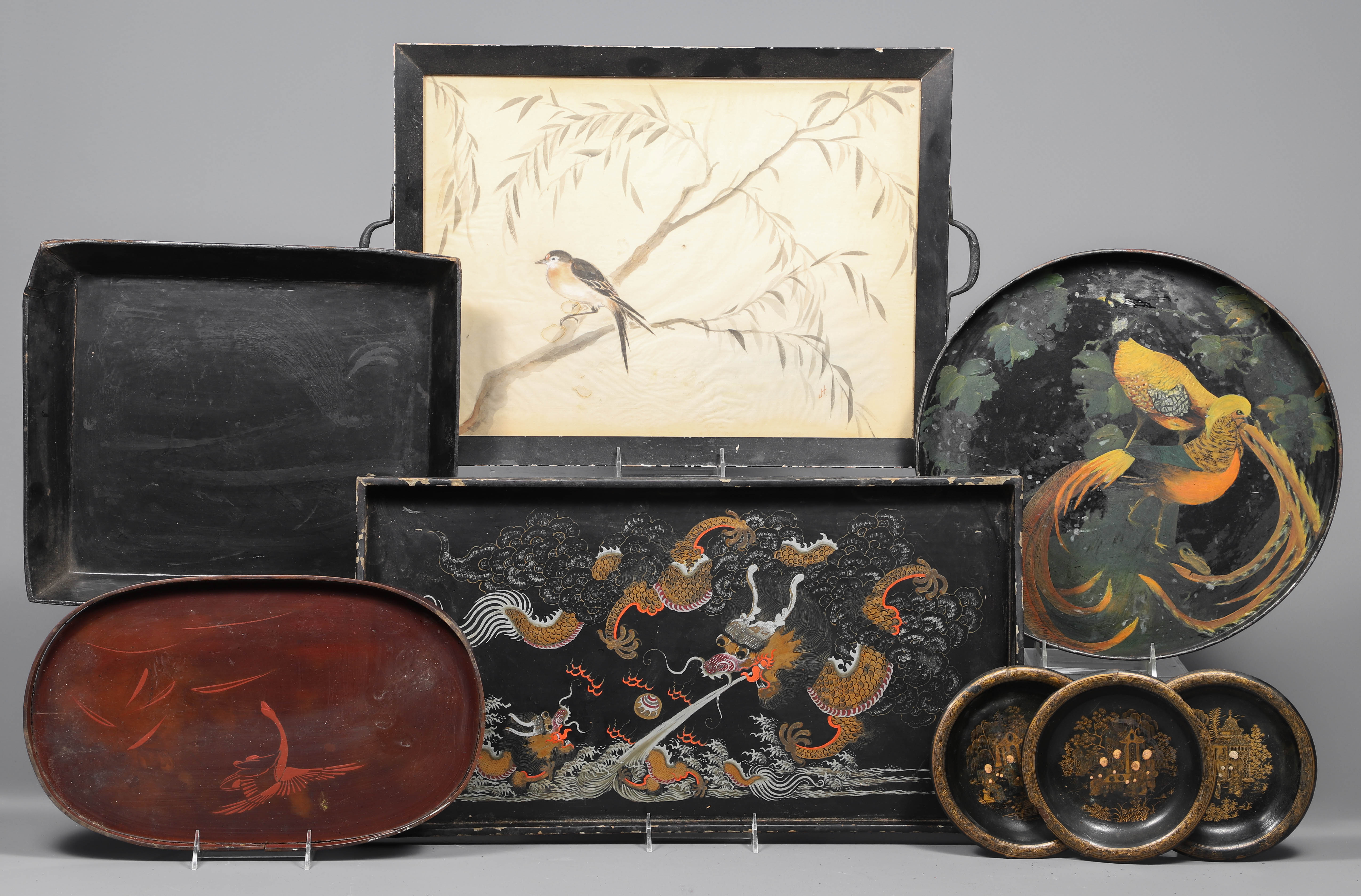 (8) Asian style trays and dishes to